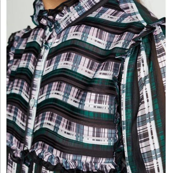 Jason Wu Striped Plaid Ruffle Blouse - Picture 13 of 15